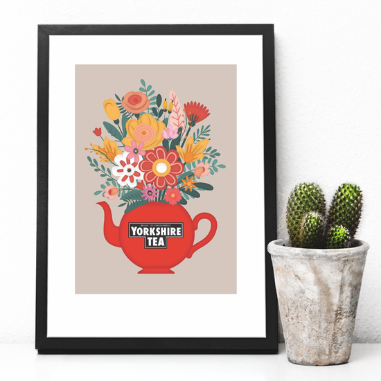 Yorkshire Tea Pot Bouquet Print