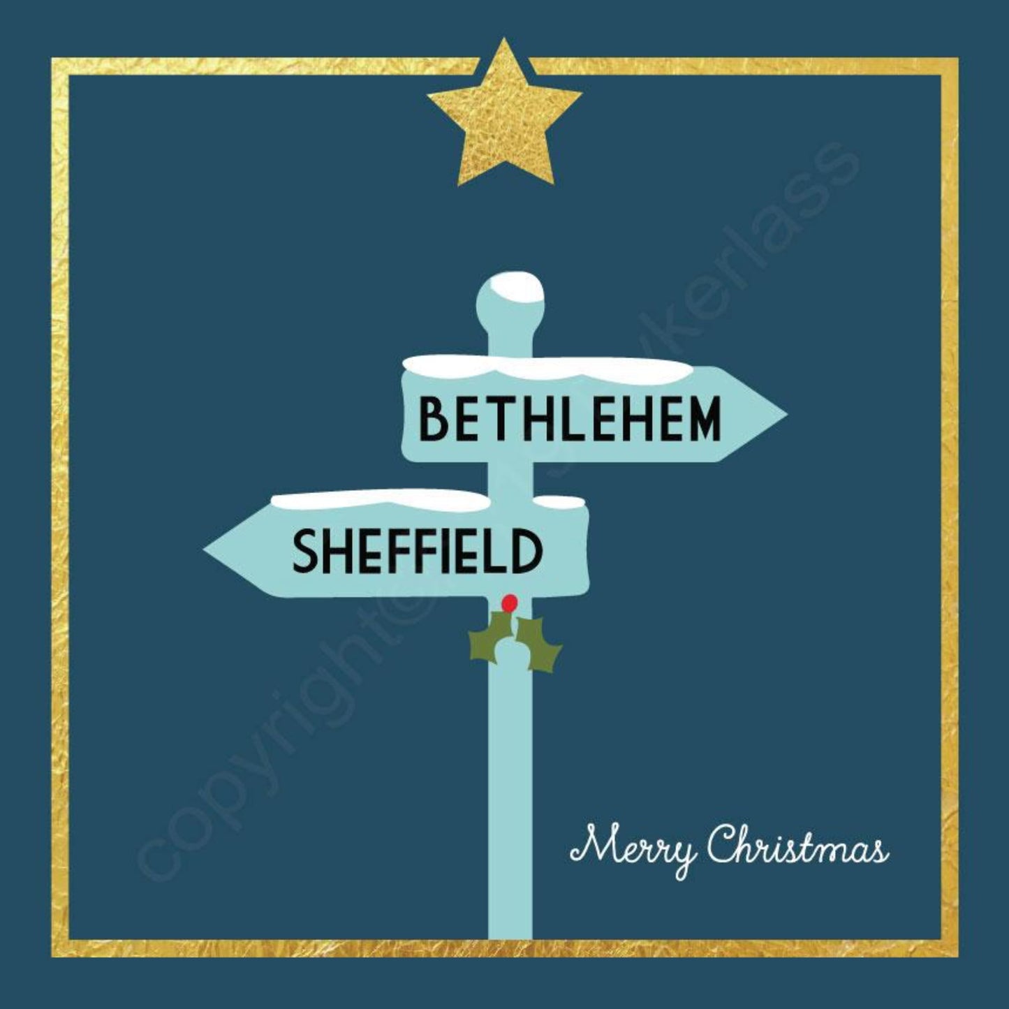 Bethlehem Sheffield Signpost Christmas Card - The Great Yorkshire Shop