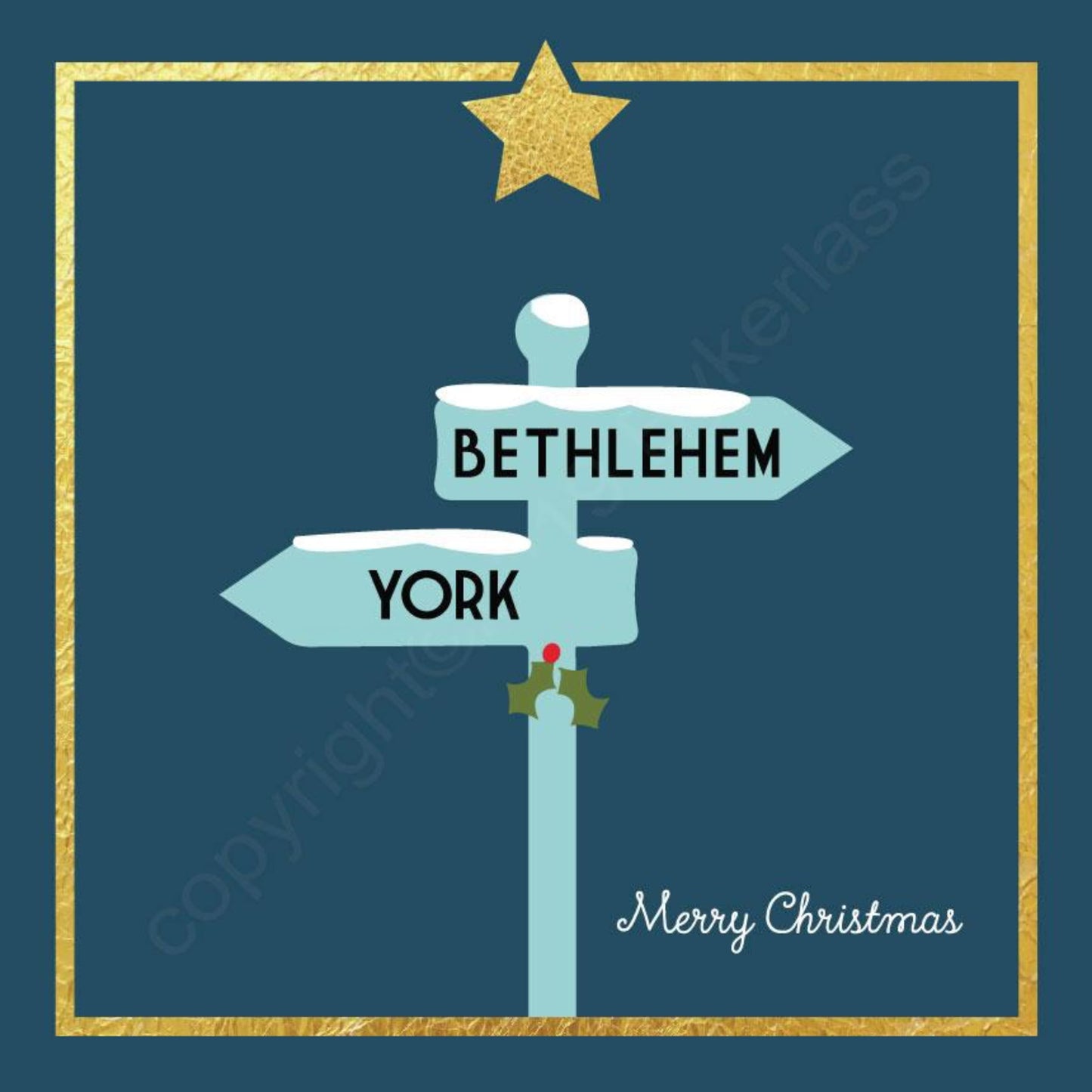 Bethlehem York Signpost Christmas Card - The Great Yorkshire Shop