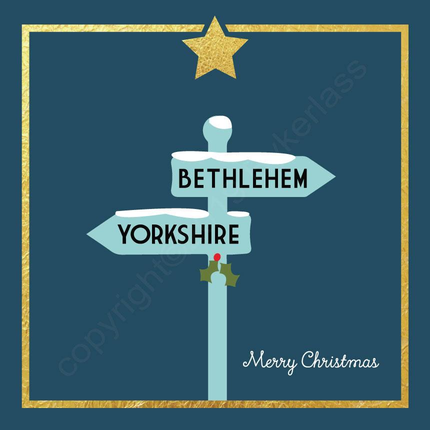 Bethlehem Yorkshire Signpost Christmas Card - The Great Yorkshire Shop