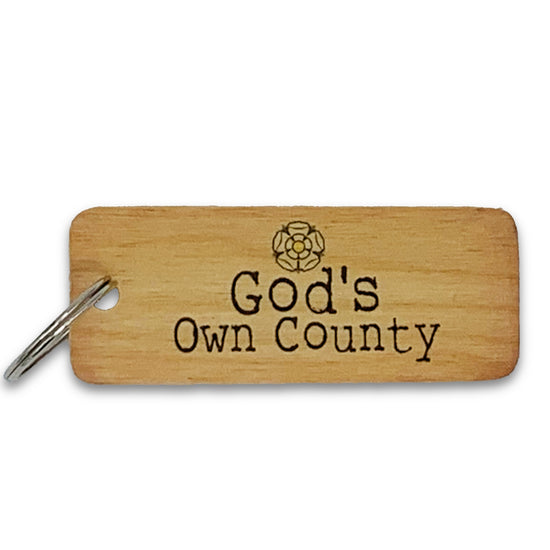 God's Own County Rustic Wooden Keyring - The Great Yorkshire Shop