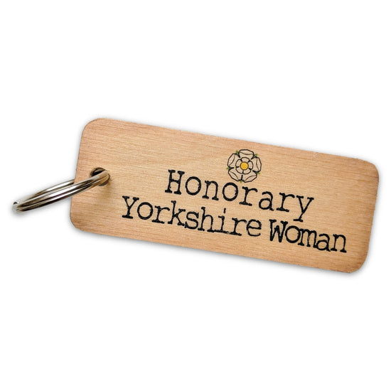 Honorary Yorkshirewoman Rustic Wooden Keyring - The Great Yorkshire Shop