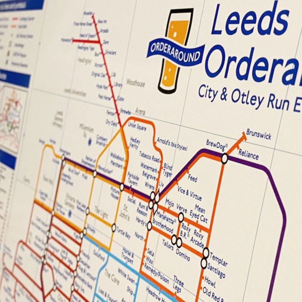 Leeds City and Otley Run Orderaround Pub Map Print | The Great ...