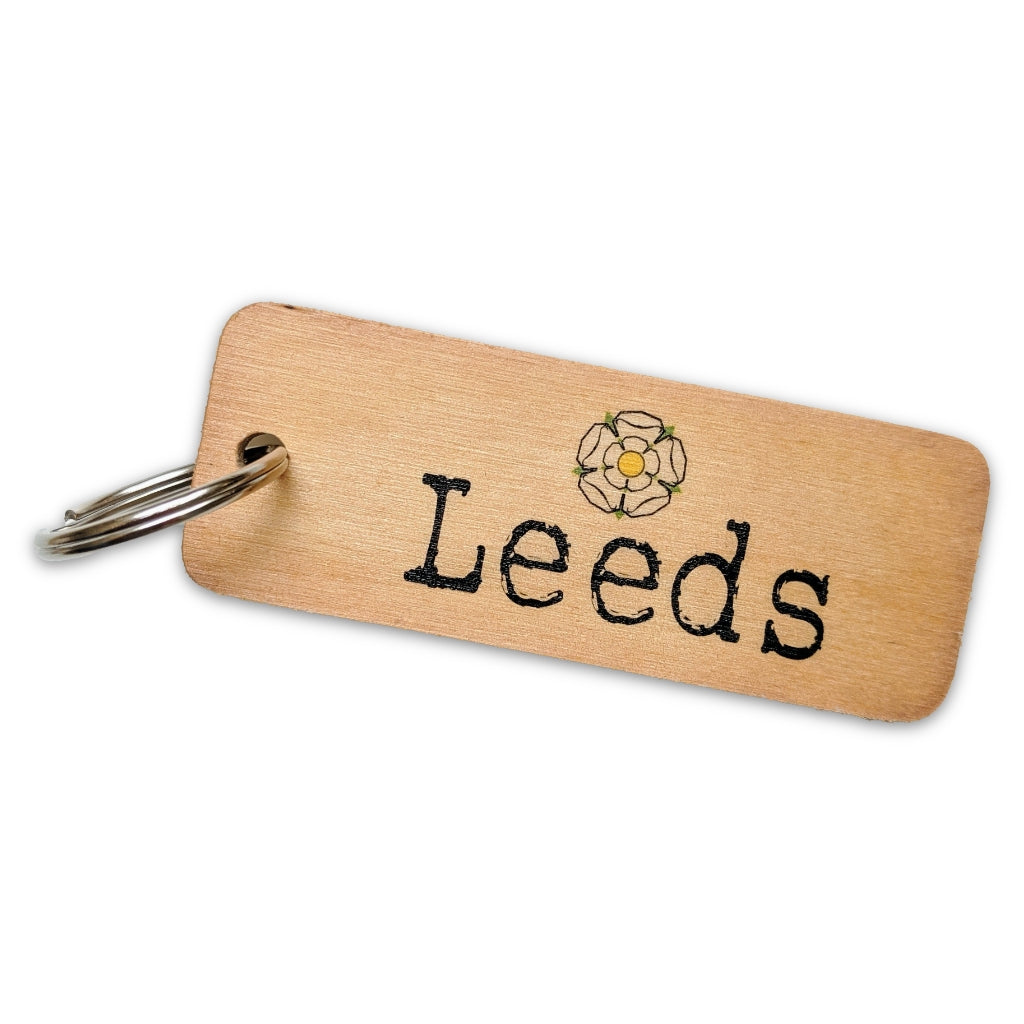 Leeds Rustic Wooden Keyring - The Great Yorkshire Shop