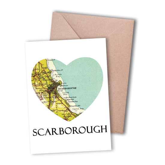 Love Scarborough Map Greeting Card - The Great Yorkshire Shop