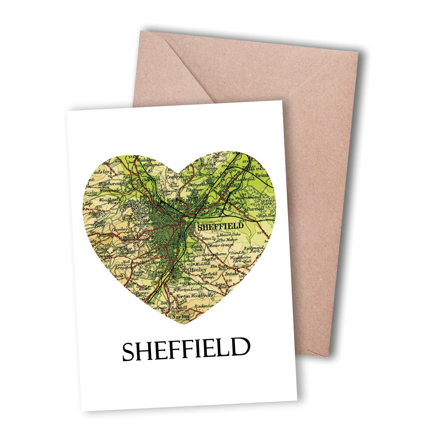 Love Sheffield Map Greeting Card - The Great Yorkshire Shop