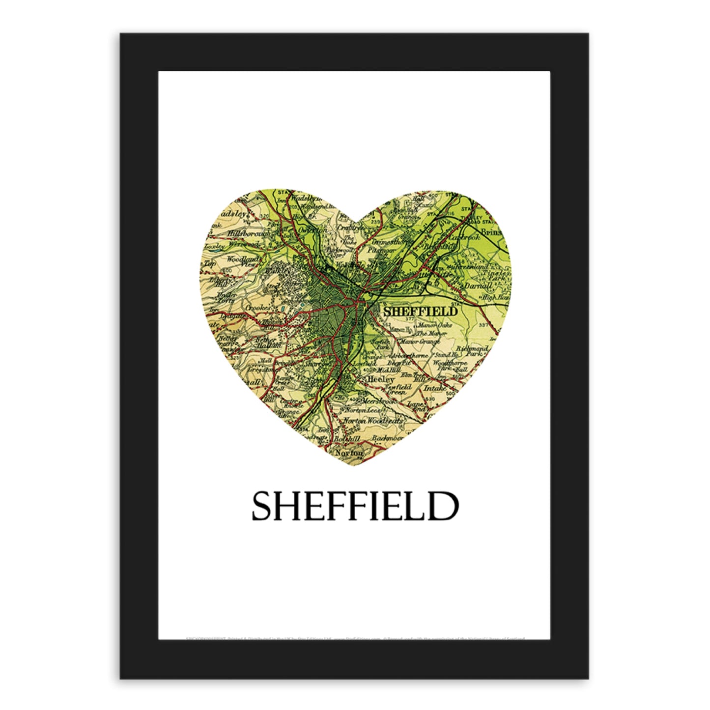 Love Sheffield Map Print - The Great Yorkshire Shop