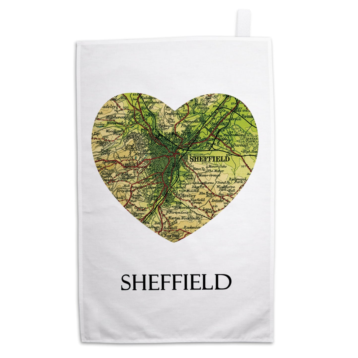 Load image into Gallery viewer, Love Sheffield Map Tea Towel - The Great Yorkshire Shop
