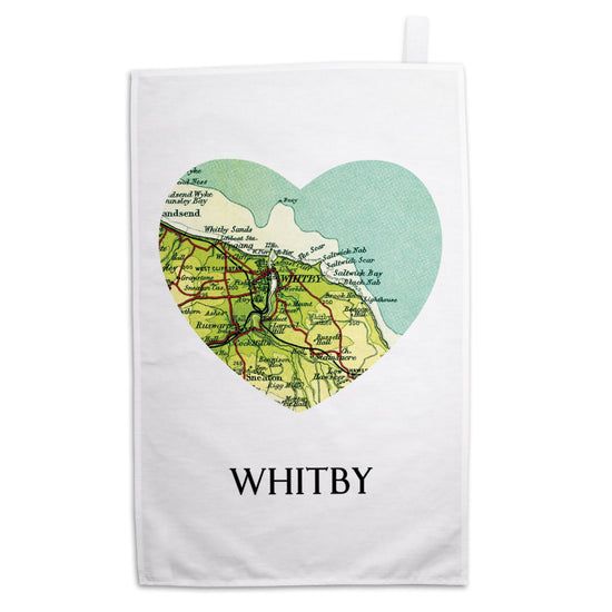 Love Whitby Map Tea Towel - The Great Yorkshire Shop