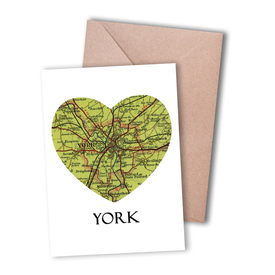Love York Map Greeting Card - The Great Yorkshire Shop