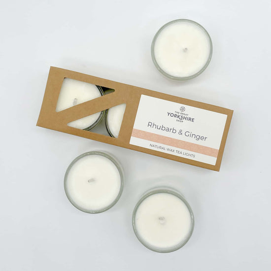 Rhubarb & Ginger Natural Wax Tea Lights - The Great Yorkshire Shop
