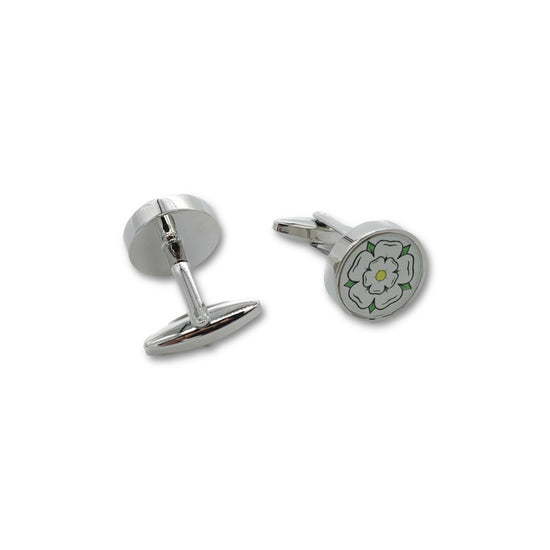 Yorkshire Rose Silver Plated Round Cufflinks - The Great Yorkshire Shop