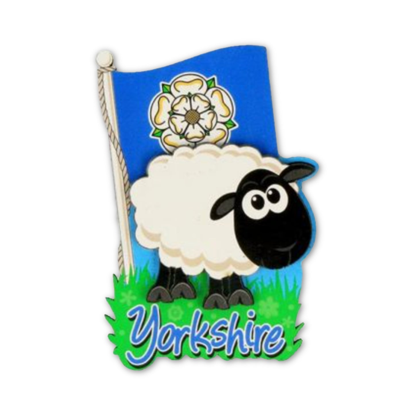 Load image into Gallery viewer, Sheep &amp;amp; Yorkshire Flag Wood Magnet - The Great Yorkshire Shop

