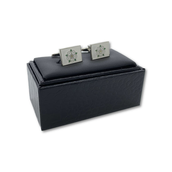 Yorkshire Rose Flag Rhodium Plated Cufflinks - The Great Yorkshire Shop