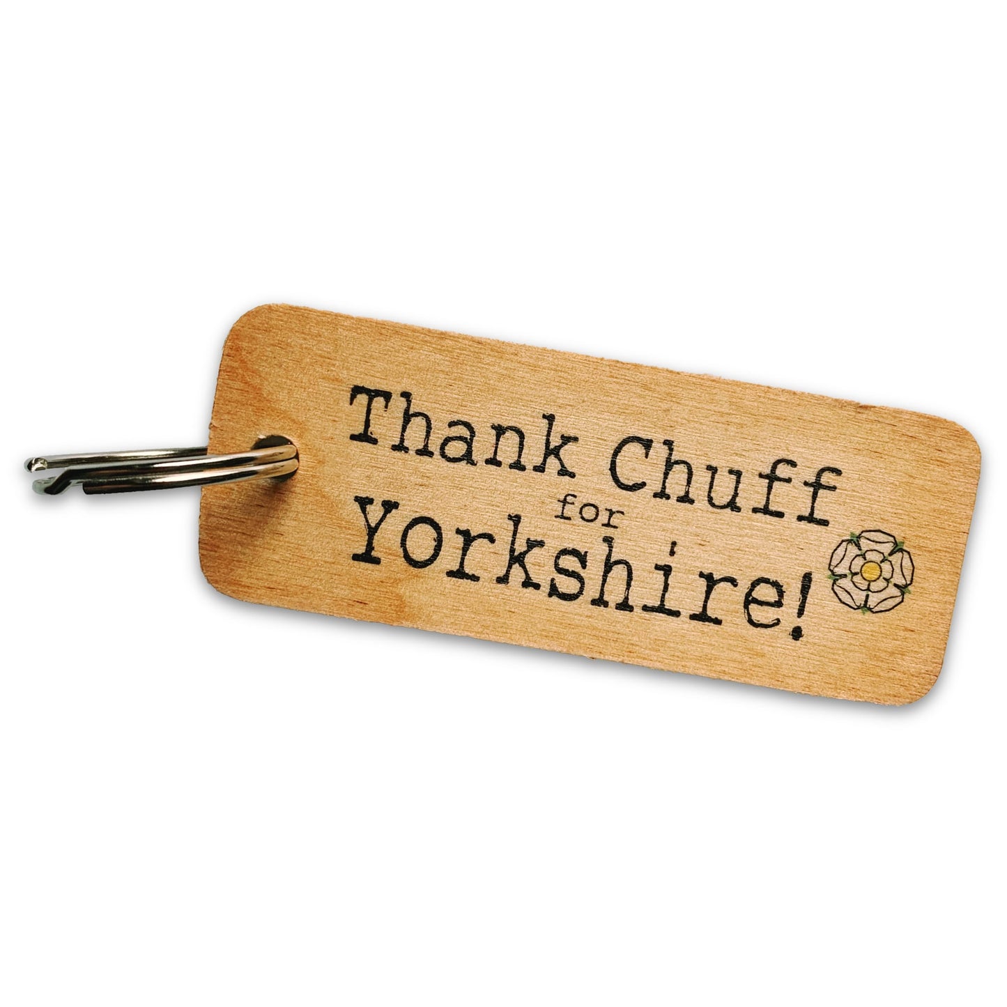 Thank Chuff for Yorkshire Rustic Wooden Keyring - The Great Yorkshire Shop