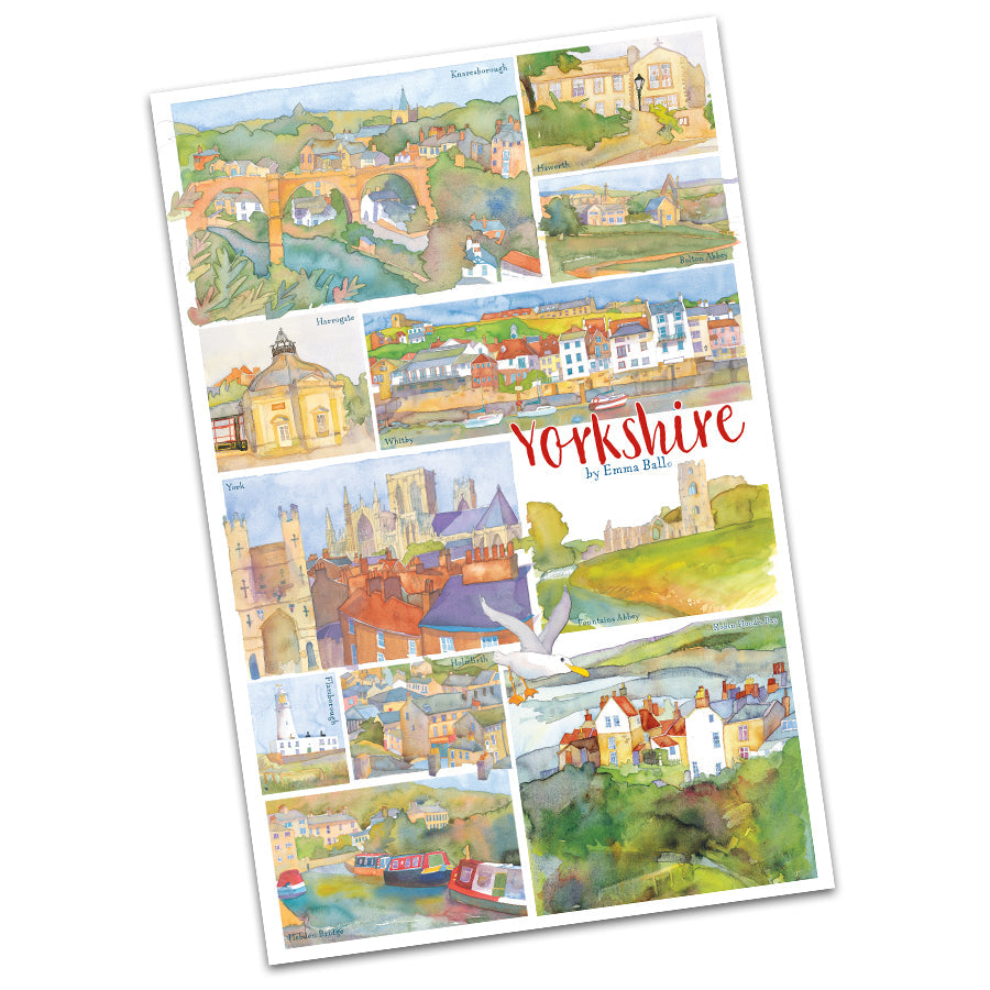 Load image into Gallery viewer, Yorkshire Illustrated Tea Towel - The Great Yorkshire Shop
