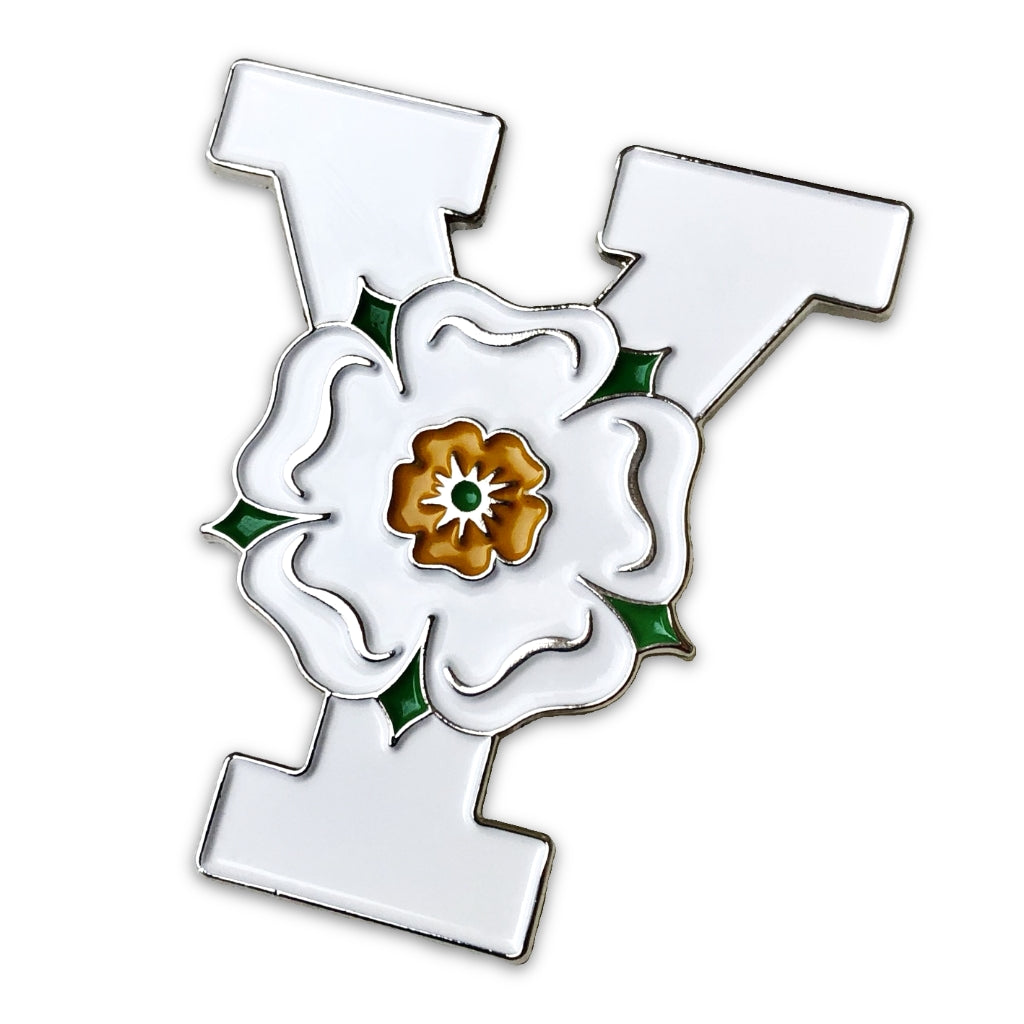 Yorkshire White Rose 'Y' Enamel Pin Badge - The Great Yorkshire Shop