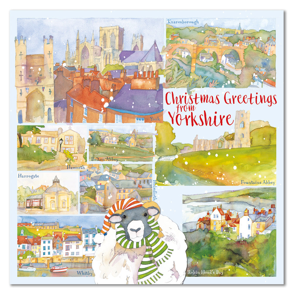 Yorkshire Illustrated Christmas Card (Pack of 10) - The Great Yorkshire Shop