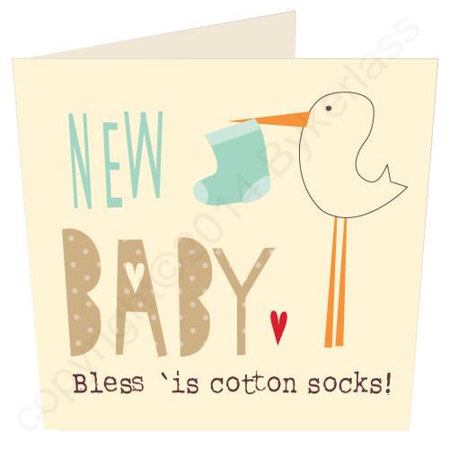 New Baby Bless 'is Cotton Socks Baby Boy Card - The Great Yorkshire Shop