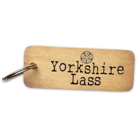 Yorkshire Lass Rustic Wooden Keyring - The Great Yorkshire Shop