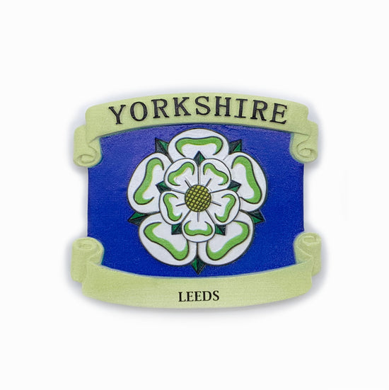Leeds Yorkshire White Rose Resin Hand Painted 3D Magnet - The Great Yorkshire Shop
