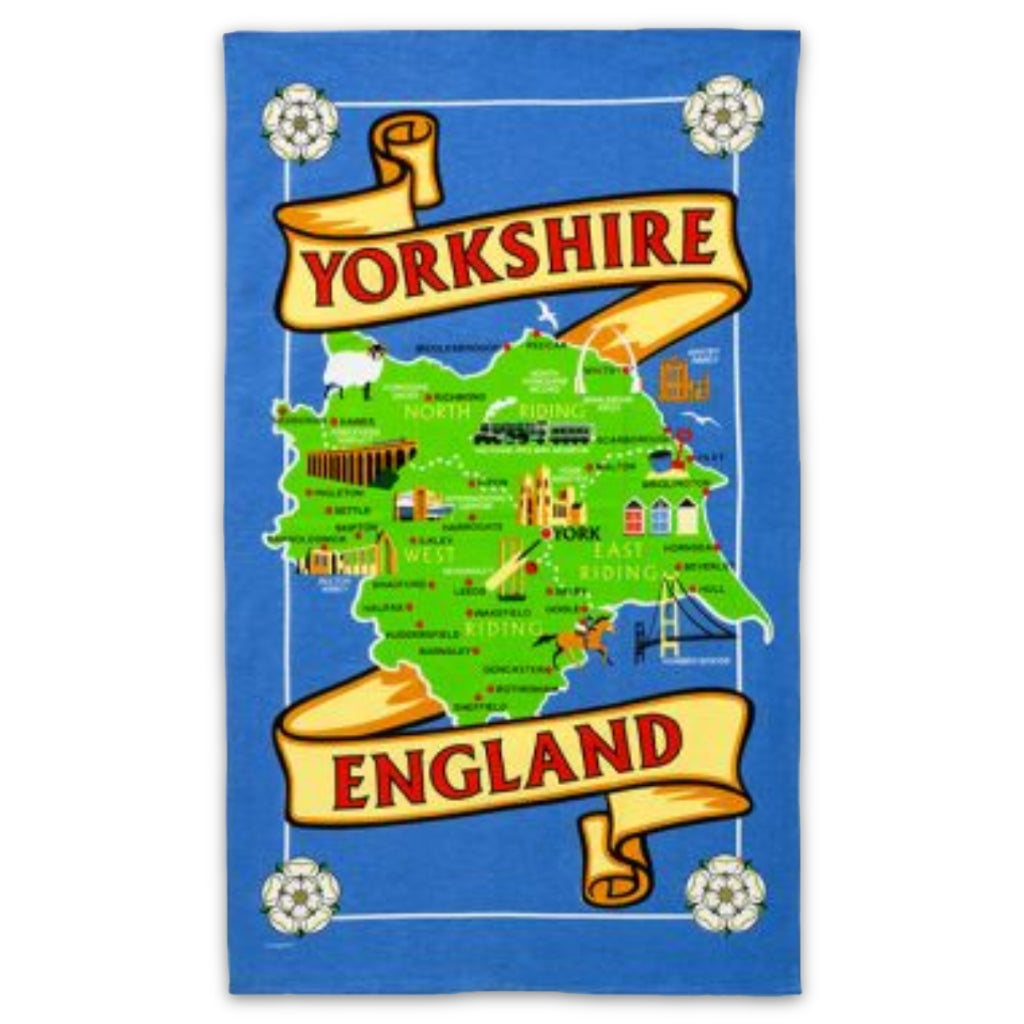 Load image into Gallery viewer, Yorkshire Map Tea Towel - The Great Yorkshire Shop
