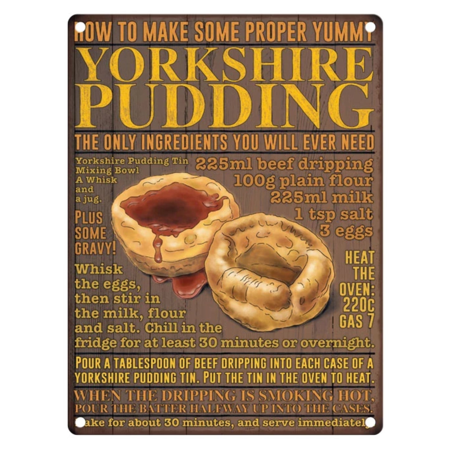 Yorkshire Pudding Recipe Metal Sign - The Great Yorkshire Shop