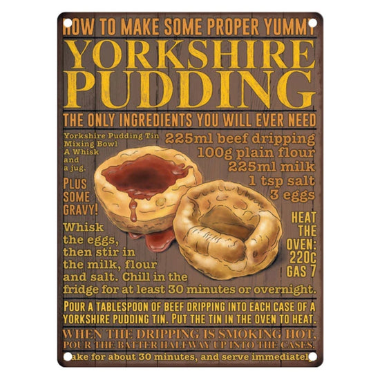 Yorkshire Pudding Recipe Metal Sign - The Great Yorkshire Shop