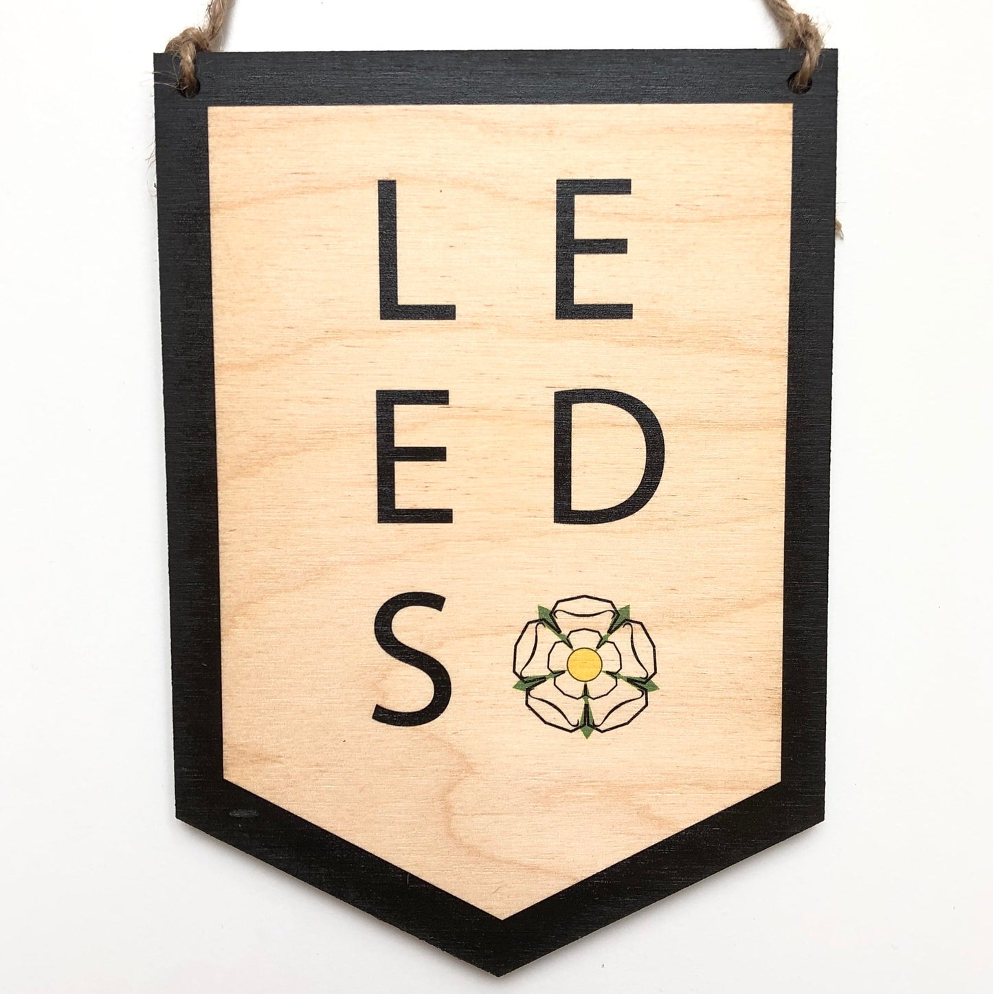 Load image into Gallery viewer, Leeds Wooden Hanging Banner Sign - The Great Yorkshire Shop
